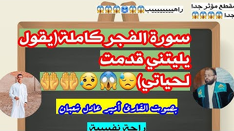 سورة الفجر كاملة بصوت القارئ أمير عادل شعبان