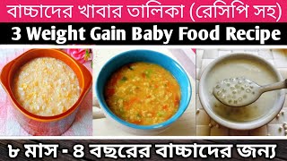 Baby Food Recipe For 8 Month-4 year/৮ মাস-৪ বছরের বাচ্চার সকাল, দুপুর ও রাতের খাবার/বাচ্চাদের খাবার