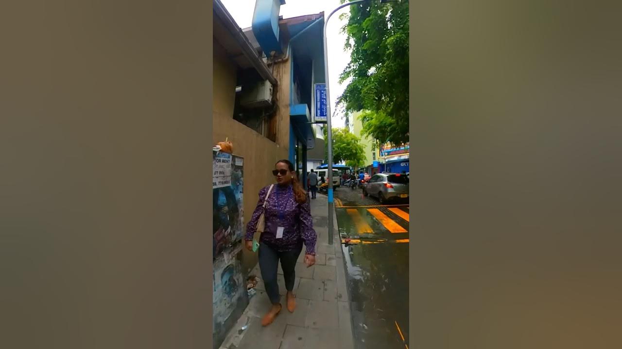 Male City Traffic Jam Solo Walking On The Busy Streets of Male