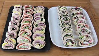 видео: Закуски в тортильях для вечеринки с ростбифом, копченым филе лосося и сливочным сыром картинка: Закуски в тортильях для вечеринки с ростбифом, копченым филе лосося и сливочным сыром