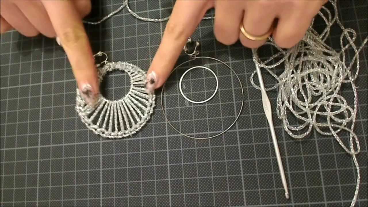 DIY tutorial orecchino a cerchio doppio uncinetto argento gioielli fai da  te facile e semplice - YouTube