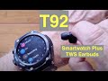LEMFO T92 Temperature BP Music Storage Smartwatch w/integrated BT5 TWS Earbuds: Unboxing & 1st Look