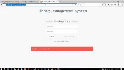 student login in library management system in PHP