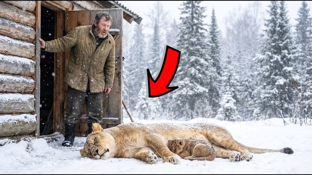 Она принесла львёнка к человеку и ЛЕГЛА В СНЕГ. То, что сделал лесник — НЕВЕРОЯТНО!