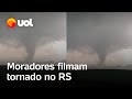 Vídeo mostra passagem de tornado no interior do Rio Grande do Sul; veja