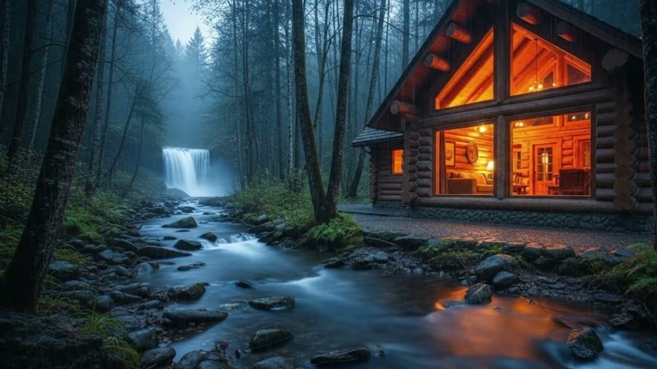수면·집중·휴식용 | 숲속 계곡 & 폭포 자연 백색소음 Fall Asleep Fast 🌙 Forest Cabin by the River & Waterfall (8 Hours)