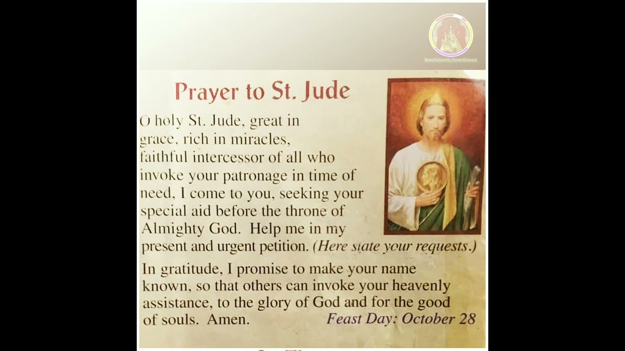 Prayer to St. Jude YouTube