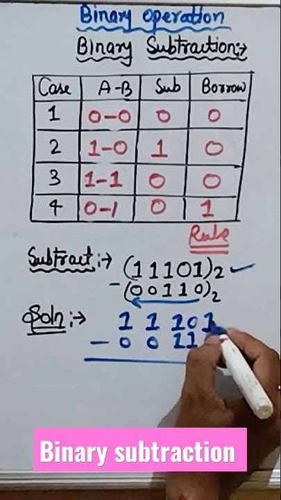 How to subtract two binary numbers| subtraction of two binary numbers ...