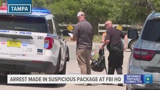 Police make arrest after suspicious package left outside FBI Tampa headquarters
