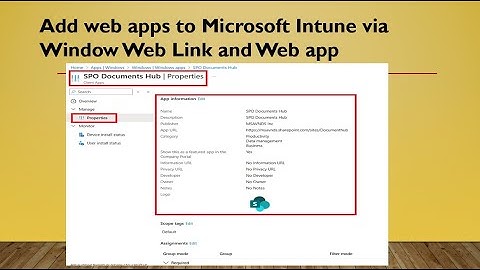 Add web apps to Microsoft Intune via Window Web Link and Web app