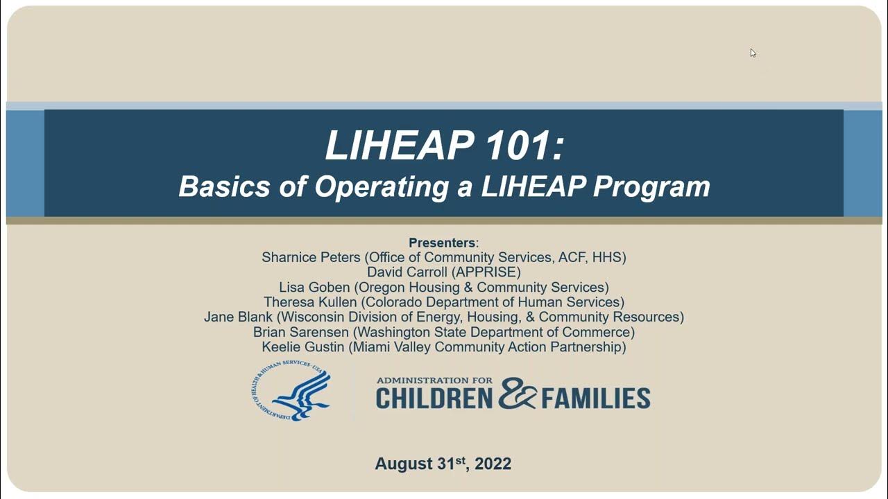 LIHEAP 101 Basics of Operating a LIHEAP Program YouTube
