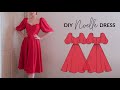 Diy puff sleeved dress  sewing pattern