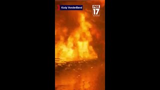 Tanker fire burns on US-131
