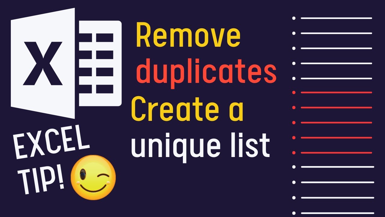 Create Unique List In Excel Remove Duplicates In Excel Dynamic Create Unique List In Excel Remove Duplicates In Excel Dynamic