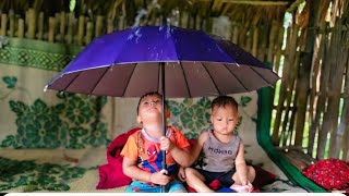 Stormy Night: Heavy Rain Soaks the House While Children Wait for Their Mother
