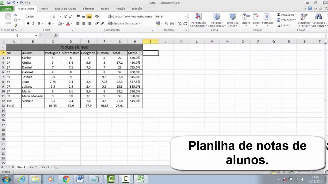 Boletim Escolar: Controle de Notas dos Alunos - Planilha Excel