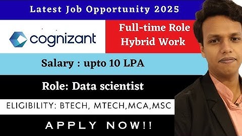 Cognizant Hiring 2025|Data Scientist Jobs|Hybrid Work |10 LPA Salary|BTech, MCA Eligible|Apply Fast🚀