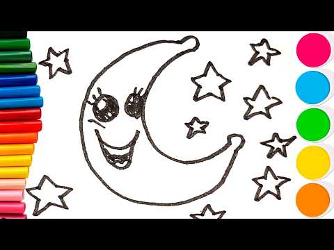 Vamos Desenhar e Colorir uma LUA Linda - Desenho para Crianças