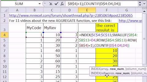 Excel 2010 Magic Trick 672: AGGREGATE function Replaces SMALL Function Array Formula