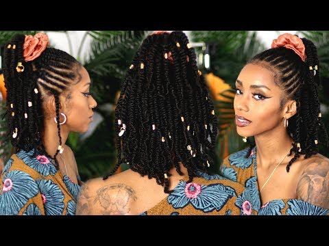 easy-protective-style-for-natural-hair-growth-|-mini-twists-&-flat-twist-|-fulani-inspired