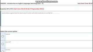 ENG-503 Introduction to English Language Teaching (Quiz-3) |By Virtual University |Online VU