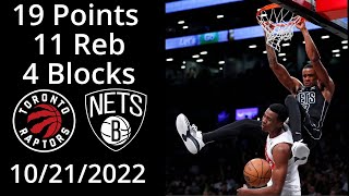Nicolas Claxton 19 Pts 11 Reb 4 Blocks Highlights vs Raptors 10/21/22