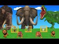 20 giant mammoths & gorillas vs 10 zombie tigers & wolves—woolly mammoth rescues a buffalo.