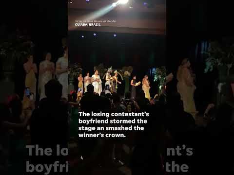 Boyfriend of losing beauty pageant contestant smashes winner's crown #Shorts