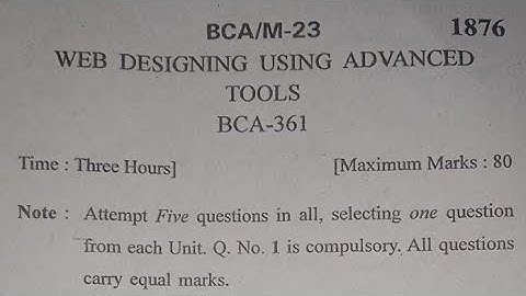 Web Designing Using Advanced Tools || BCA - 361 || Exam Question Paper 👍
