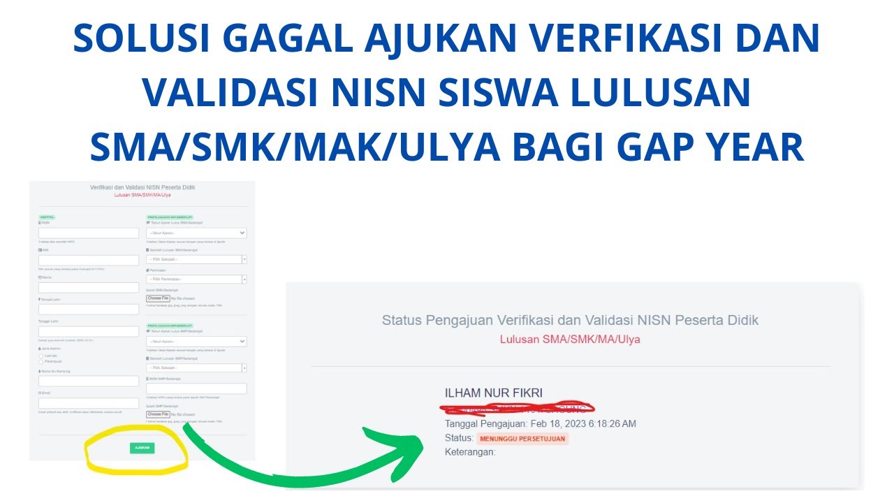 SOLUSI GAGAL AJUKAN VERFIKASI DAN VALIDASI NISN SISWA LULUSAN SMA SMK