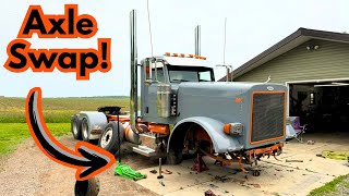 We Swapped A Disc Brake Front Axle on My Peterbilt 379! (And Lowered It)