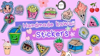 DIY cute kawaii food stickers / handmade stickers drawing doodling