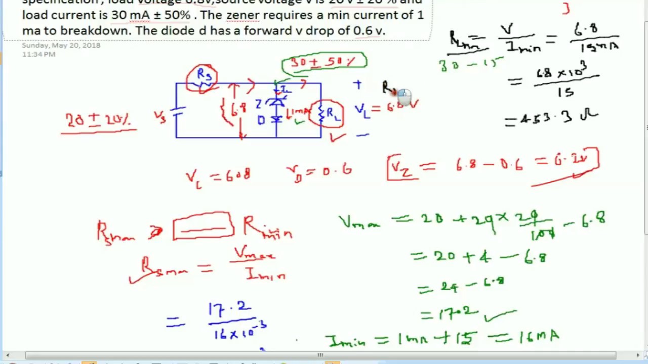 Zener Diode Voltage Regulator Design Problem mee academy
