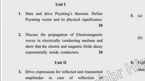 MSc Physics 3rd Sem Electrodynamics & Plasma Physics Question Paper