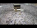 Thousands of muslim worshippers perform prayers around the kaaba