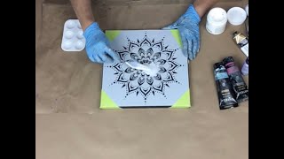 MANDALA STENCIL Inspired by Olga Soby, WHAT NOT TO DO WITH GOLDEN GEL GLOSS MEDIUM! #fluidart