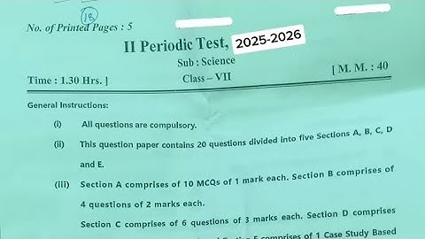 Class-7 Science | PT-2 Exam Question Paper |Session 2025-26 | Periodic Test-2for KV students