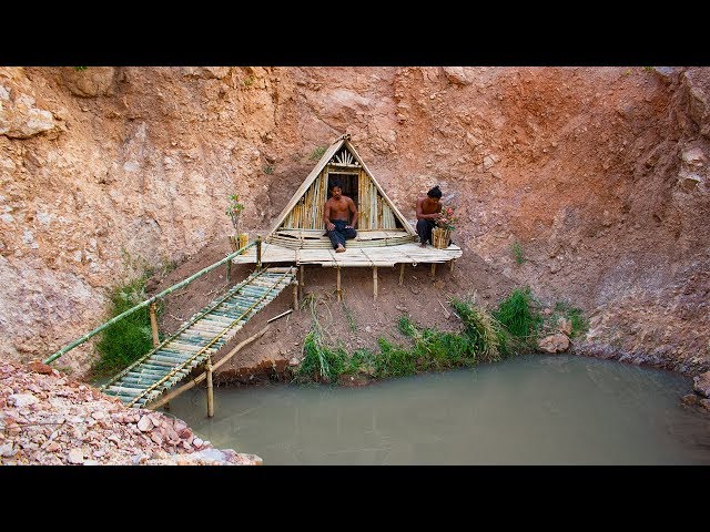 Build bamboo house near nature swimming pool on the cliff | Building Skill class=