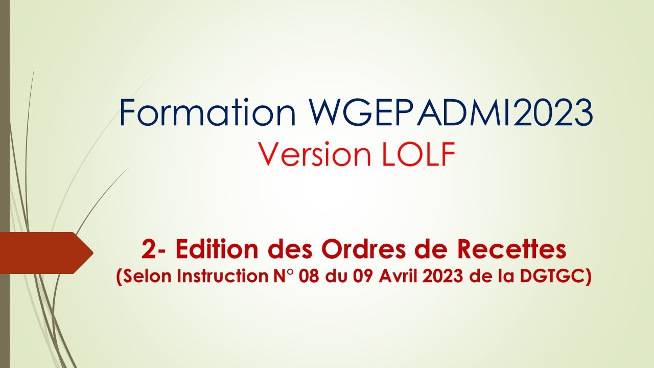 Formation Edition des Ordres de Recettes. - YouTube