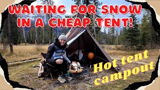 HOT TENTING in a CHEAP AMAZON Tent | Did it SNOW? | WINTER CAMPING with the PUPS in JASPER