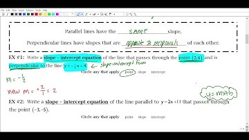 3.5 Day 1 Notes - Writing Equations of Parallel and Perpendicular Lines (Part 1)
