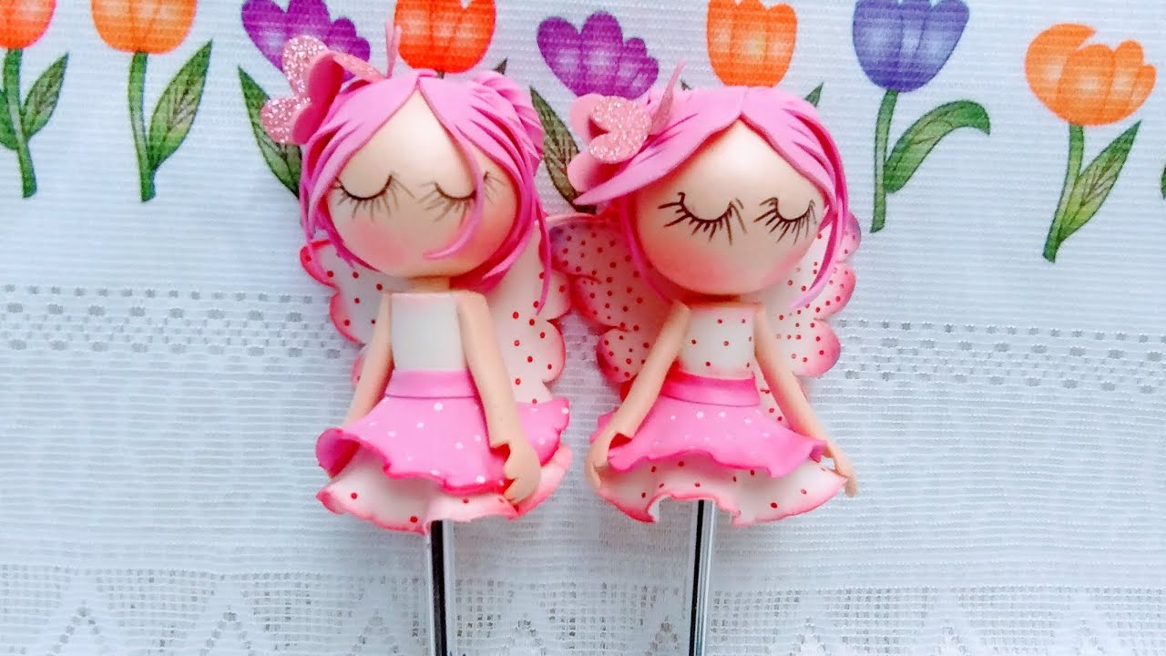 #diy Ponteira de lápis menina borboleta em EVA 🌸