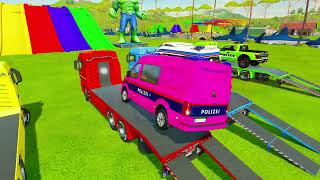 TRANSPORT OF COLORS ! AMBULANCE AND POLICE TRANSPORTING by COLORED TRUCKS ! Farming Simulator 22 screenshot 5