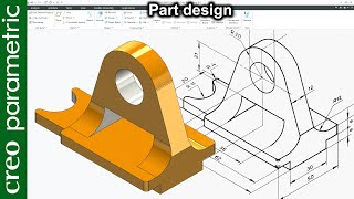 Creo part modeling tutorial Machine part 19 in Creo Parametric