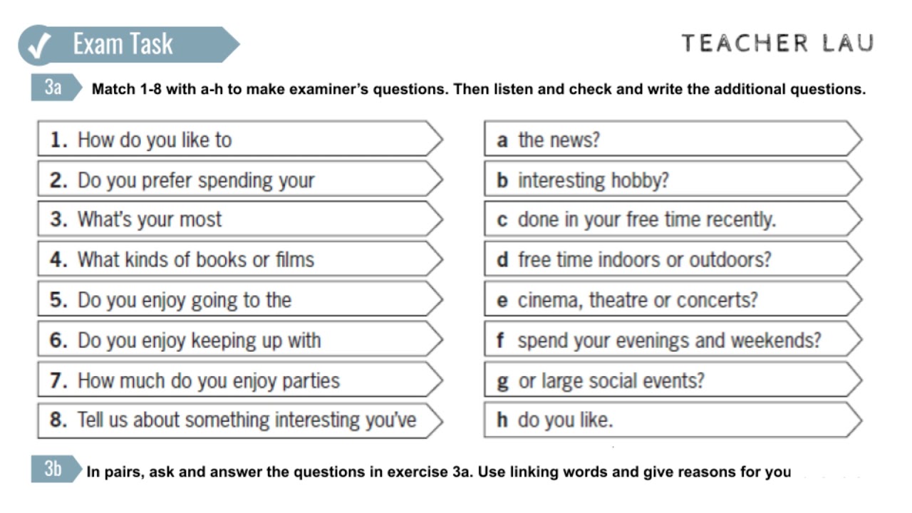 B2 Exam Booster  - Speaking P1 WS2