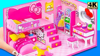 How To Make Pink Hello Kitty House with Bunk Bed from Polymer Clay, Cardboard ❤️ DIY Miniature House