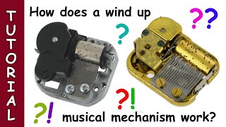How does a wind up musical mechanism for music boxes, musical boxes or automatons (automata) work?
