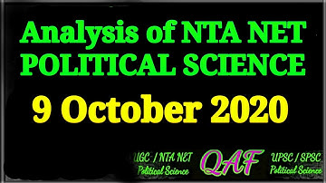 Analysis of NTA NET Political Science 9 Oct 2020