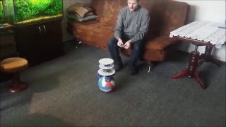 The robot balances on the ball