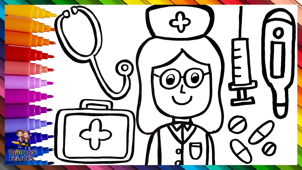 Dibuja y Colorea A Una Doctora Con Sus Complementos ????‍⚕️???????? Dibujos Para  Niños - YouTube